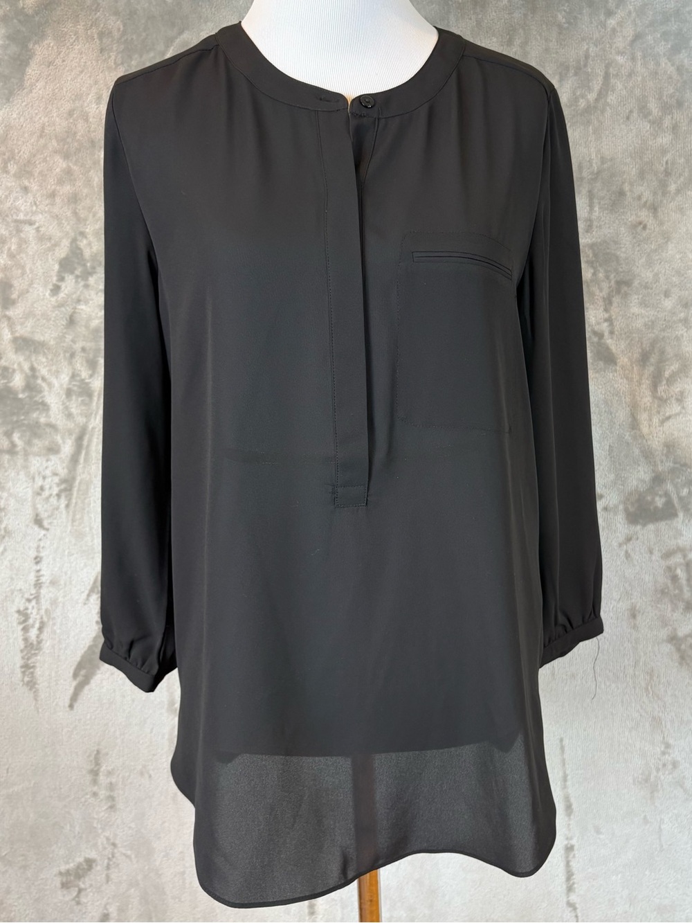 NYDJ Classic Black Women's Tunic Blouse Button-Up Top S